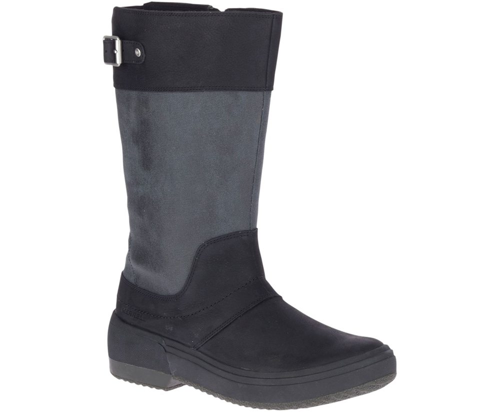 Botas Mujer - Merrell Haven Tall Buckle Waterproof - Negras - KOWR-79523